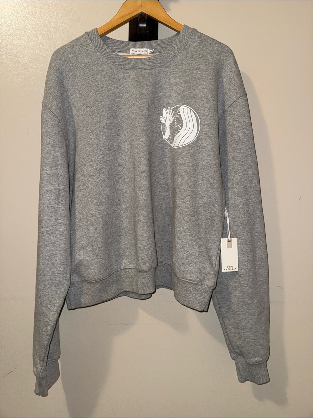NWT Good American Zodiac Boyfriend Virgo Crewneck Sweatshirt,Size-4(XL)